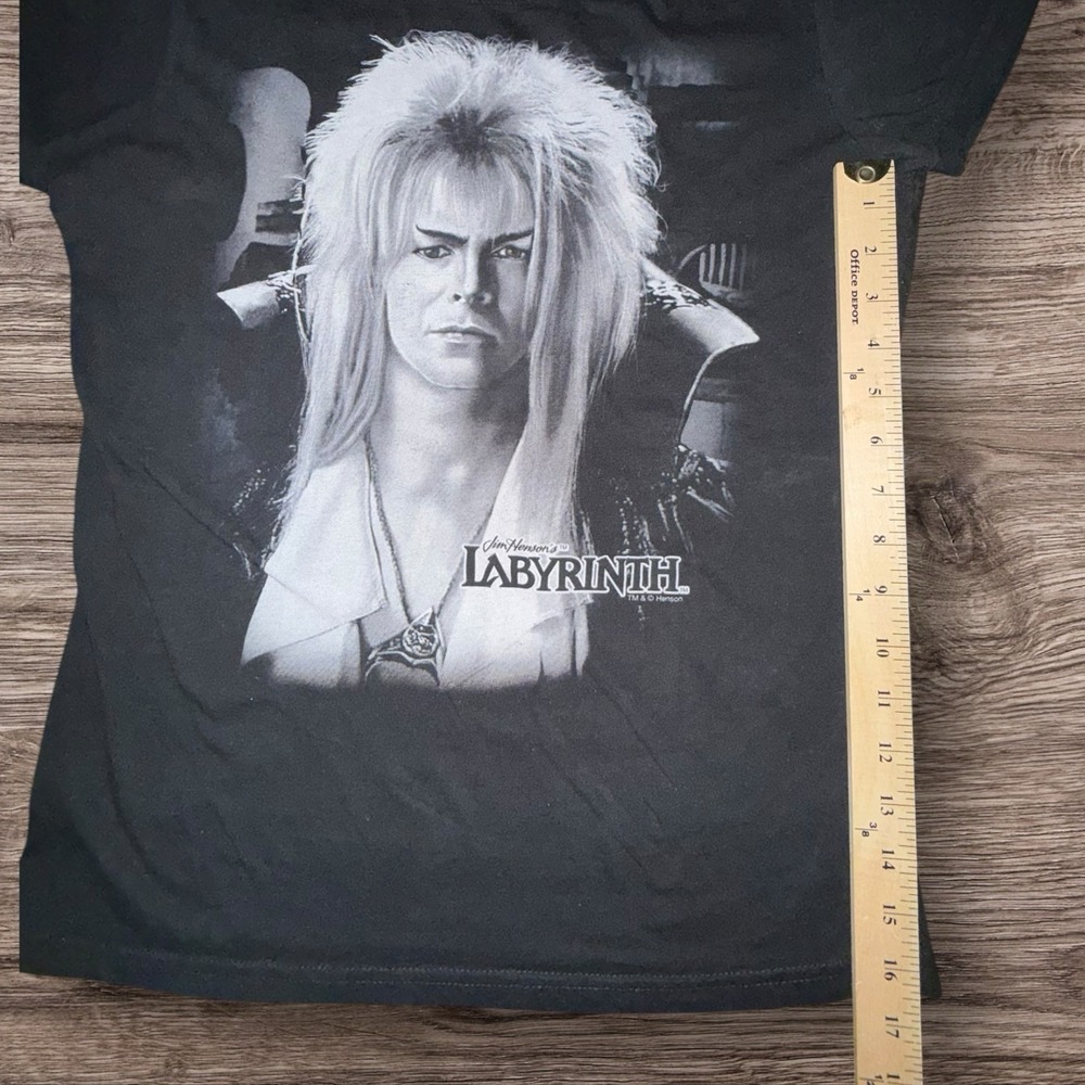 Labyrinth David Bowie Jareth Graphic T Shirt Black Tultex Y2K Retro Size L - Picture 3 of 5
